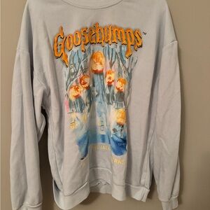 Goosebumps Graphic Women's Crew Neck Sweater - Light blue grey